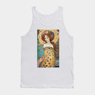 Gustav Klimt's Golden Enigma: Inspired Woman in Radiant Majesty Tank Top